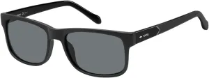 Fossil Men's FOS3061s Rectangular Sunglasses, Matte Black/Gray, 57 mm