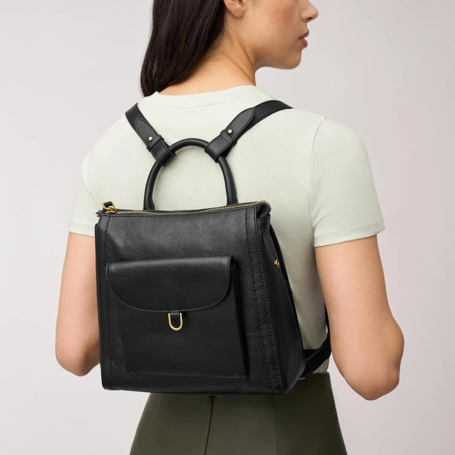 Fossil Women's Parker Leather Convertible Backpack Purse Handbag for Women
