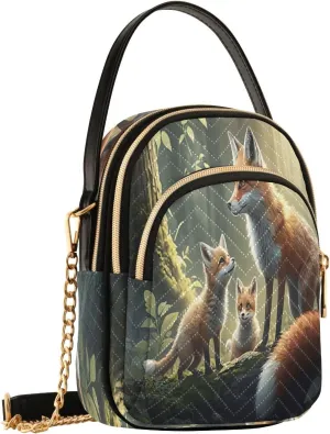 Fox Family Crossbody Bags for Women Fanny Pack Hand Travel Small Sling Cross Body Bag Phone Wallet Mini Purse