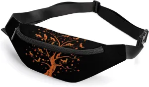Fox Tree Crossbody Fanny Pack Waist Packs Adjustable Shoulder Bags Sling Bag for Hiking Running Cycling