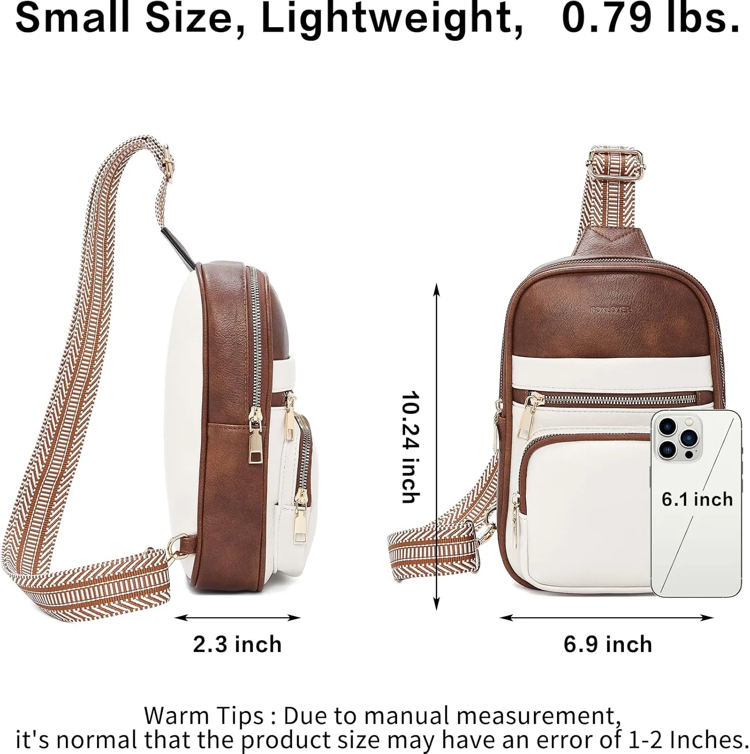 FOXLOVER Small Sling Bag for Women Soft Leather Crossbody Bags Fanny Pack Chest Bag for Travel