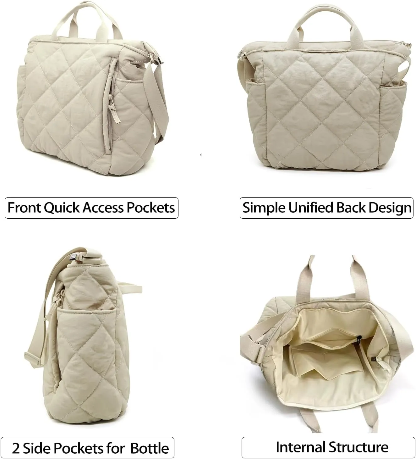 Fozehlad Quilted Tote Bag for Women Puffy Padding Satchel Hobo Purse Shoulder Handbag for Trendy