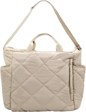 Fozehlad Quilted Tote Bag for Women Puffy Padding Satchel Hobo Purse Shoulder Handbag for Trendy