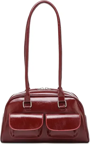 Fozehlad Y2K Hobo Bags for Women Retro Tote Handbag Top Handle PU Leather Shoulder Bag for Trendy