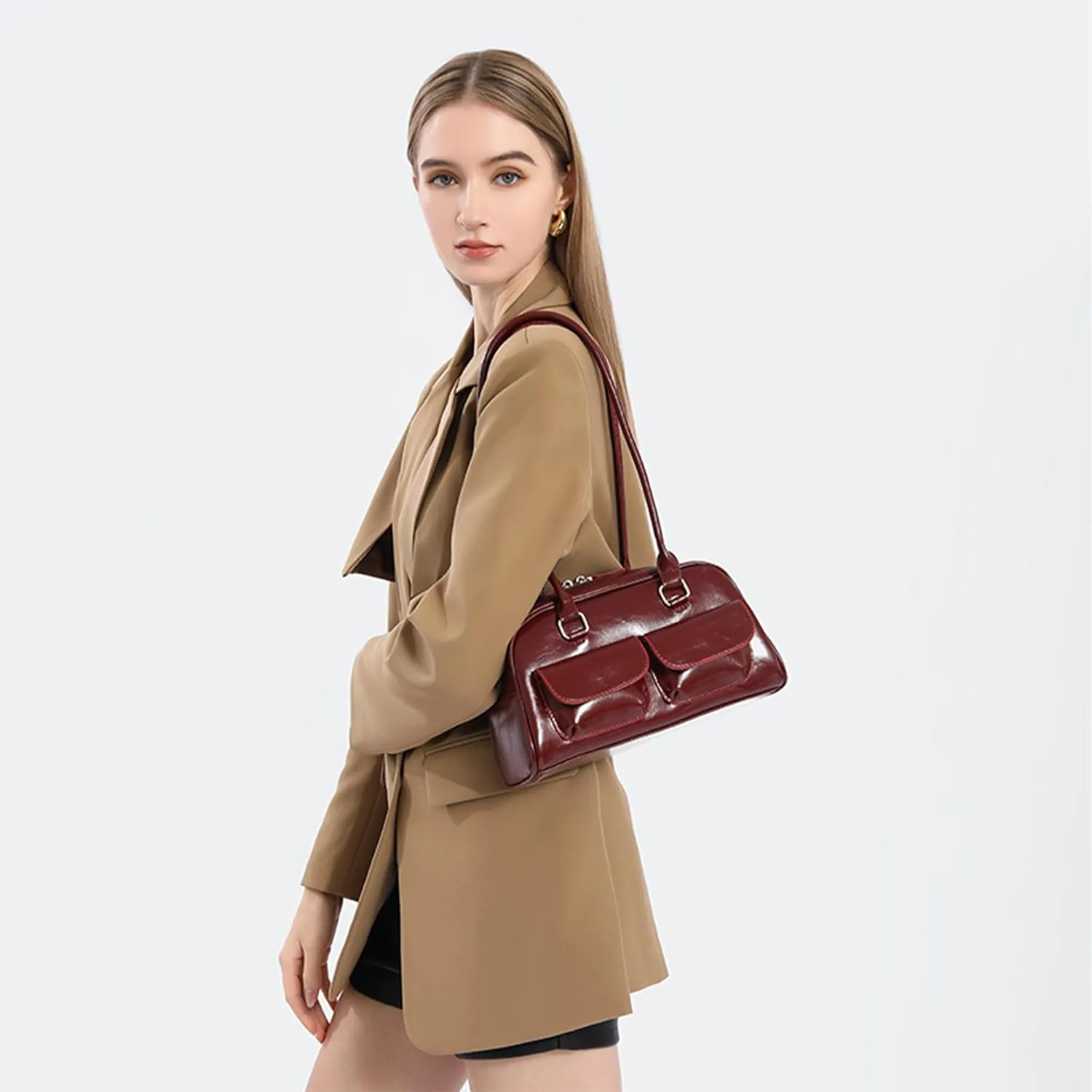 Fozehlad Y2K Hobo Bags for Women Retro Tote Handbag Top Handle PU Leather Shoulder Bag for Trendy