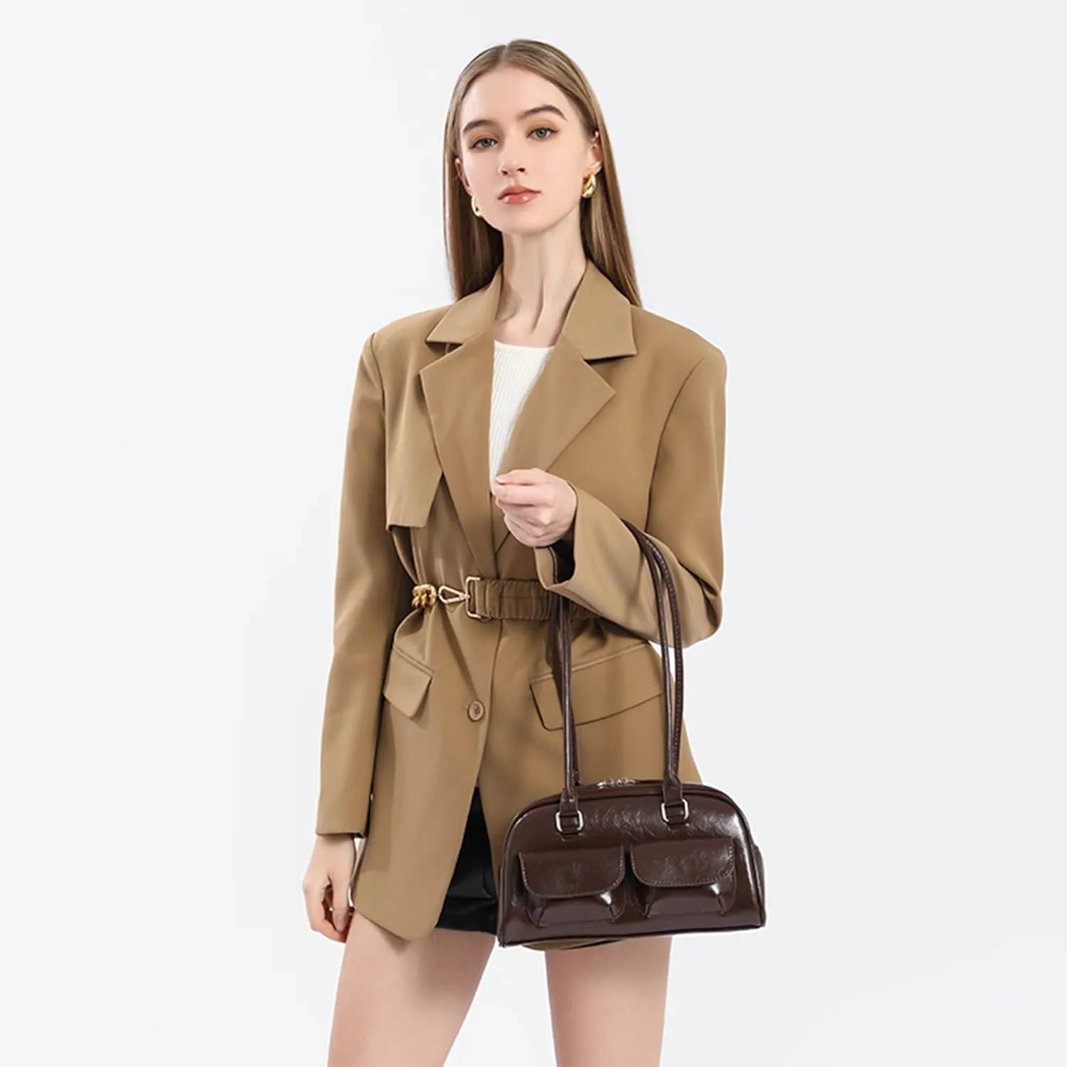 Fozehlad Y2K Hobo Bags for Women Retro Tote Handbag Top Handle PU Leather Shoulder Bag for Trendy