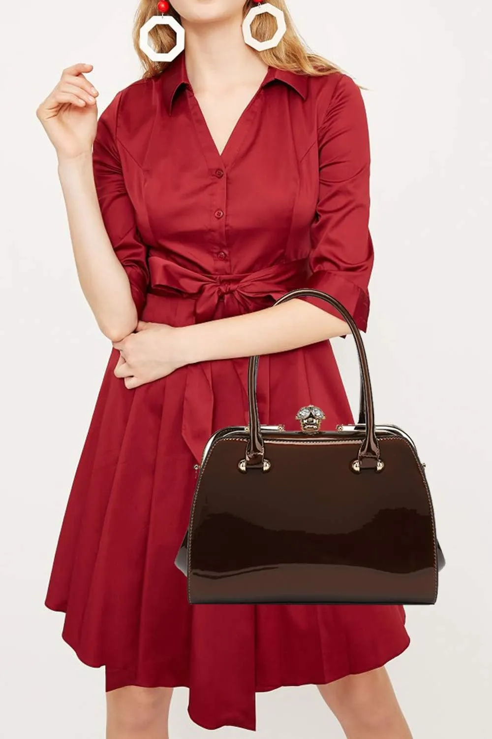 FRAME SATCHEL PATENT LEATHER