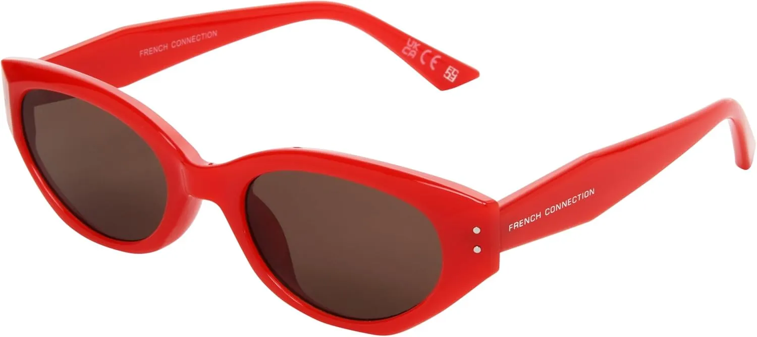 French Connection Women's Ruby Oval Sunglasses, Wine, 53.5 mm