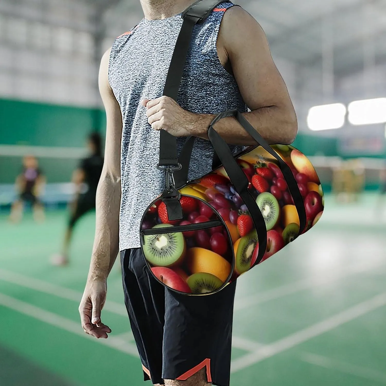Fresh Fruits And Vegetables Gym Bag Small Travel Duffle Bag with Compartment Carry On Weekender Bag for Women Men