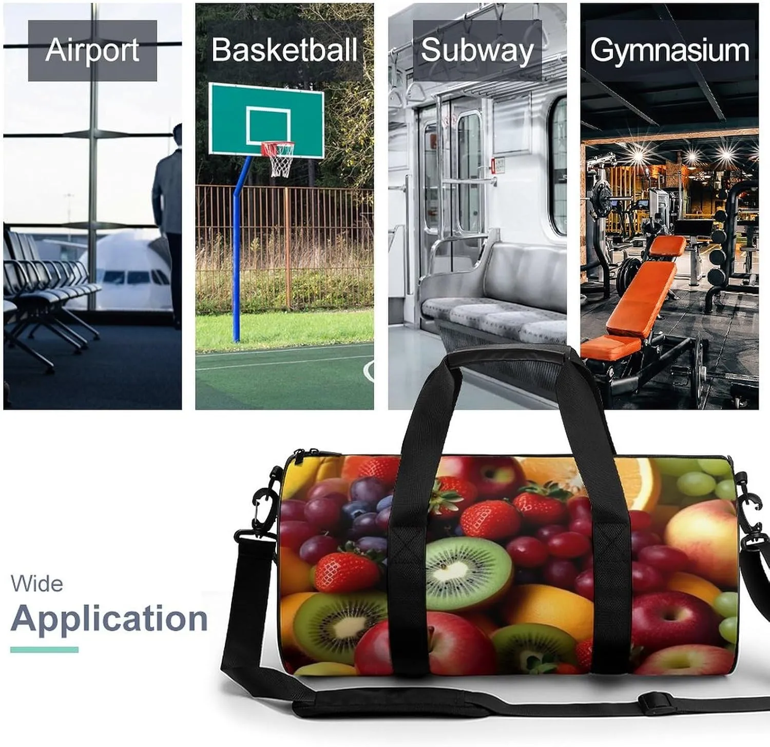 Fresh Fruits And Vegetables Gym Bag Small Travel Duffle Bag with Compartment Carry On Weekender Bag for Women Men