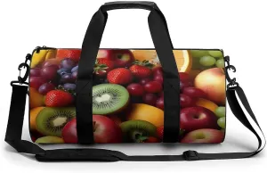 Fresh Fruits And Vegetables Gym Bag Small Travel Duffle Bag with Compartment Carry On Weekender Bag for Women Men