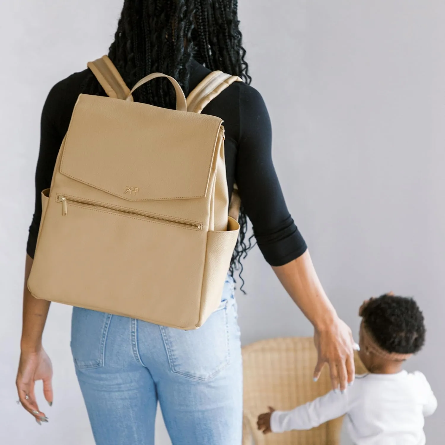 Freshly Picked Classic II Diaper Bag Backpack, Wipeable Vegan Leather With Changing Pad, Convertible (Prosecco V2)