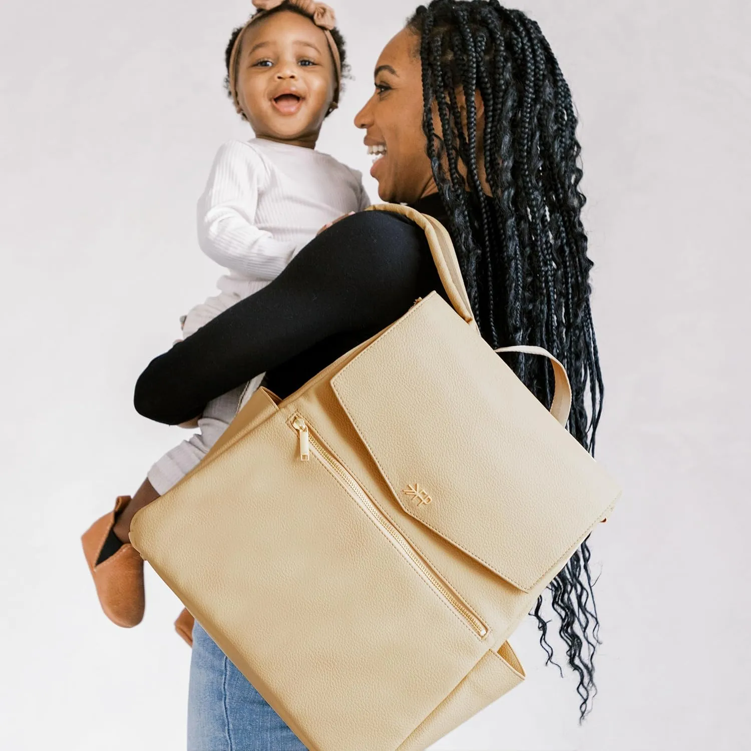 Freshly Picked Classic II Diaper Bag Backpack, Wipeable Vegan Leather With Changing Pad, Convertible (Prosecco V2)