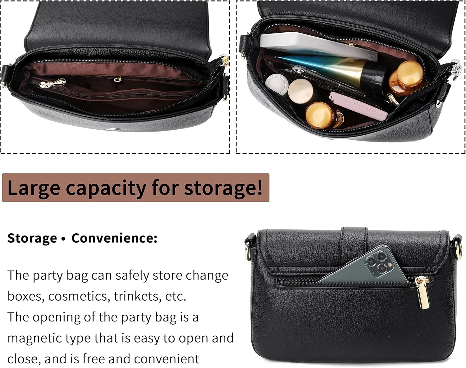FSD.WG Fashion Quilted Crossbody Bag,Leather Ladies Shoulder Purses, Mini Shoulder Bag,Phone Wallet Purse for Women