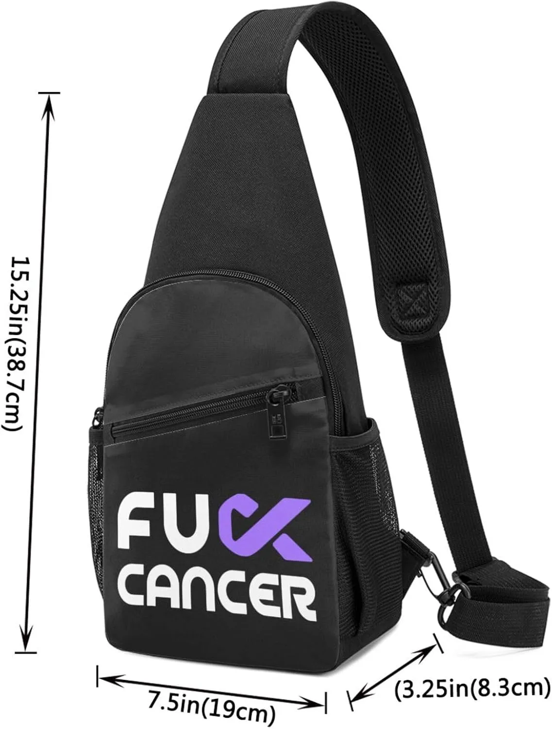 Fuck Pancreatic Cancer Sling Bag Crossbody Backpack Shoulder Casual Daypack Bags for Men Women