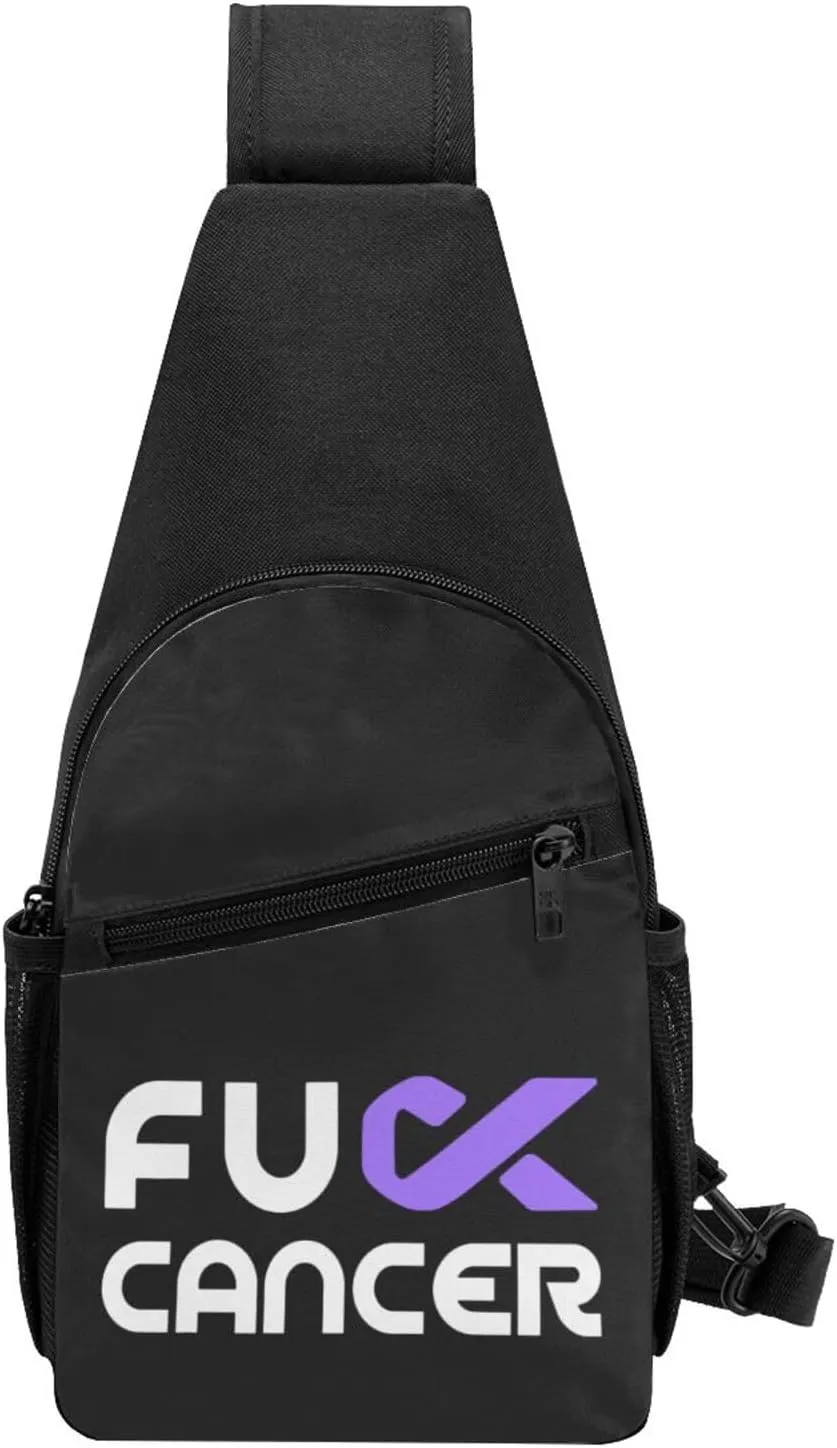 Fuck Pancreatic Cancer Sling Bag Crossbody Backpack Shoulder Casual Daypack Bags for Men Women