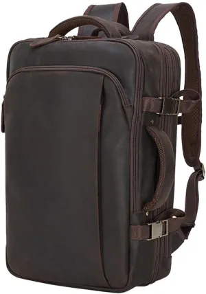 Full Grain Leather Backpack for Men Laptop Bag Business Work Hiking Daypack