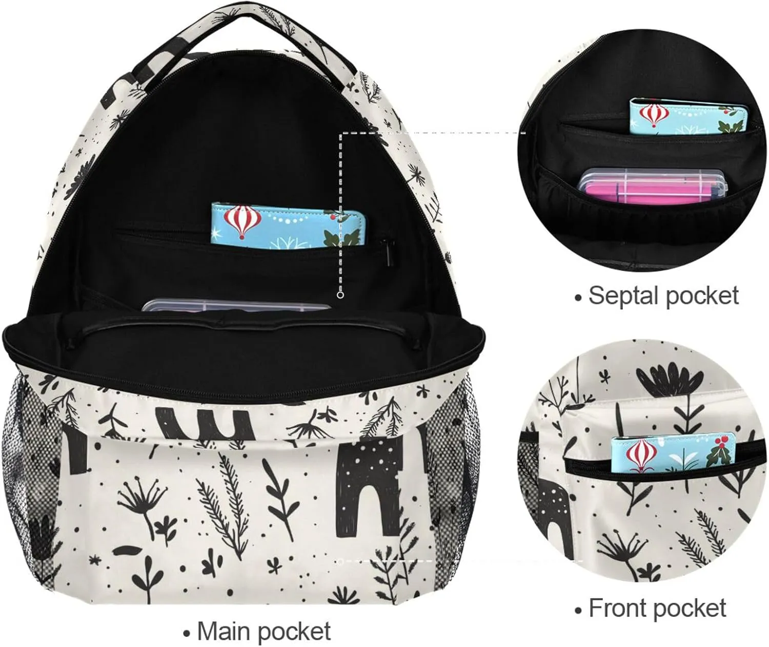 Fun Backpack for Teenager Waterproof College School Computer Bag with Chest Strap Gift Men & Women Beauty Dino