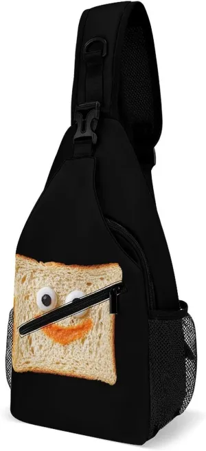 Funny Toast Slices Casual Sling Bag Backpack Travel Shoulder Chest Crossbody Bags Adjustable Daypack Unisex