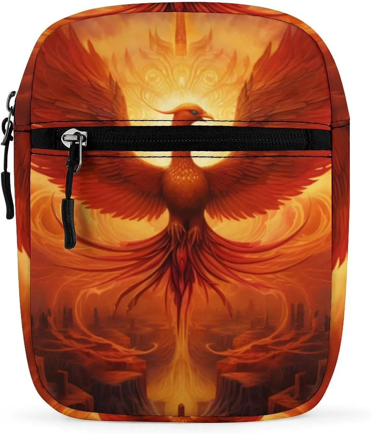 FunnyStar Flaming Phoenix Bird Crossbody Bag Small Shoulder Bag Adjustable Satchel Bag Travel Sling Purse