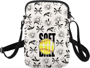 FUSTMW Softball Crossbody Bags Gifts for Softball Players Softball Team Gifts Small Softball Cell Phone Purse Travel Pouch