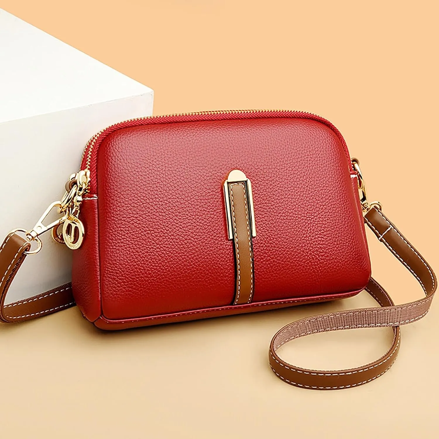 FZVYD Tous Handbags for Women,Crossbody Purses for Women Casual Adjustable Strap Ladies Shoulder Bag PU Leather Shoulder Bag 2024 Fashion Handbags Red #2