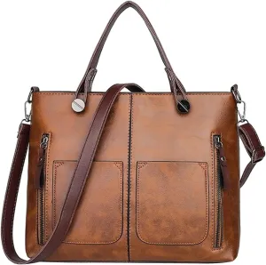 FZVYD Women Crossbody Bags,Purses Tote Bag for Women Handbags Large Shoulder Bag Leather Work Bags with Multi-Pockets Designer Hobo Satchel 2024 Brown-2