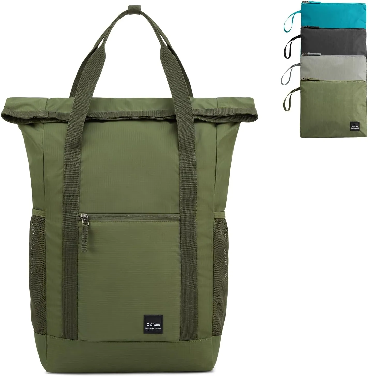 G4Free 40L Packable Backpack Waterproof Tote Bag Convertible Large Lightweight Hiking Backpack Travel Casual Daypack for Maen Women(Army Green)