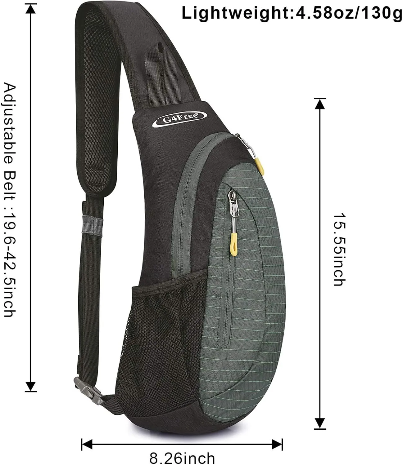 G4Free Sling Bags Men and Women Shoulder Backpack Small Crossbody Chest Sling Backpack (Black-grey)