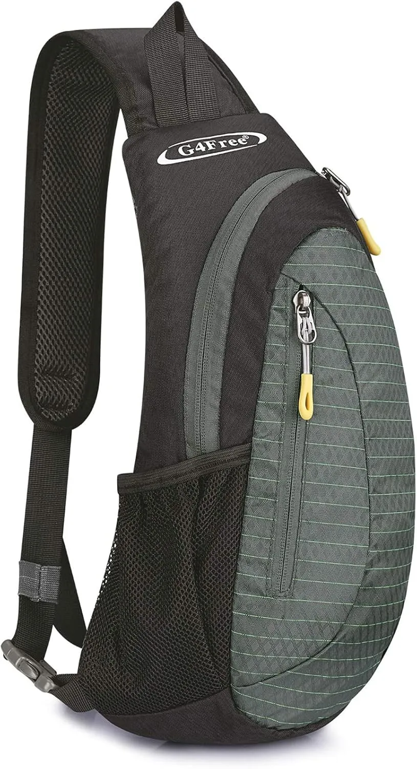G4Free Sling Bags Men and Women Shoulder Backpack Small Crossbody Chest Sling Backpack (Black-grey)