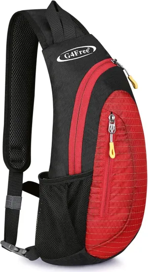 G4Free Sling Bags Men and Women Shoulder Backpack Small Crossbody Chest Sling Backpack (Black-red)
