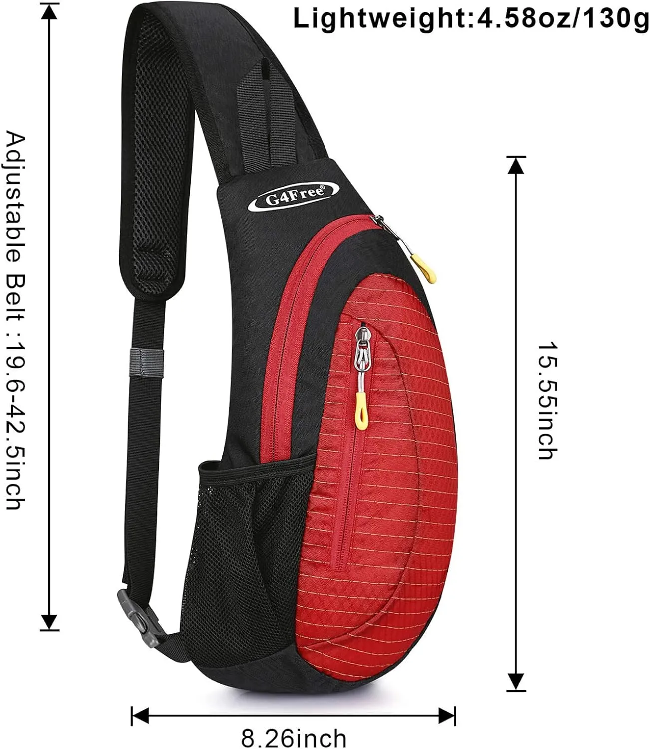 G4Free Sling Bags Men and Women Shoulder Backpack Small Crossbody Chest Sling Backpack (Black-red)