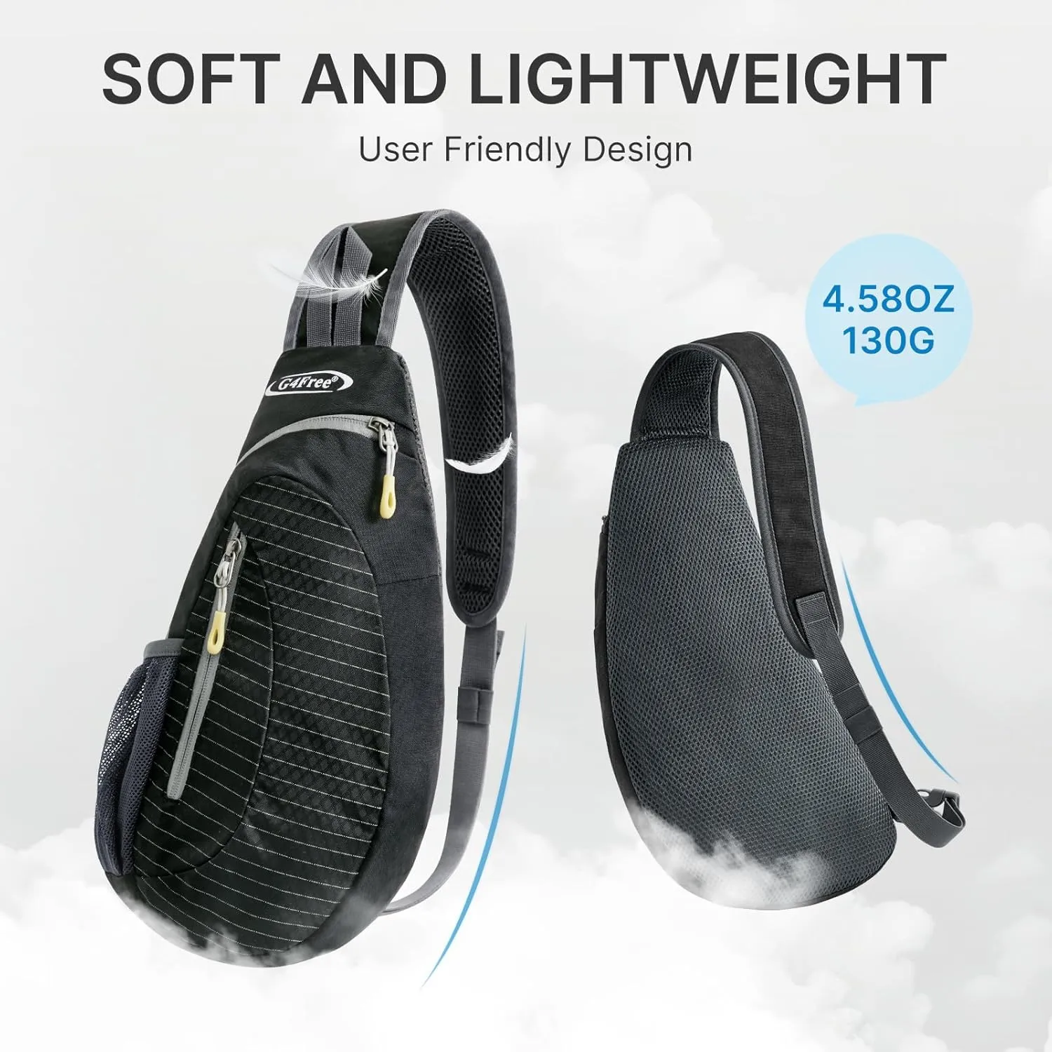 G4Free Sling Bags Men and Women Shoulder Backpack Small Crossbody Chest Sling Backpack (Black)