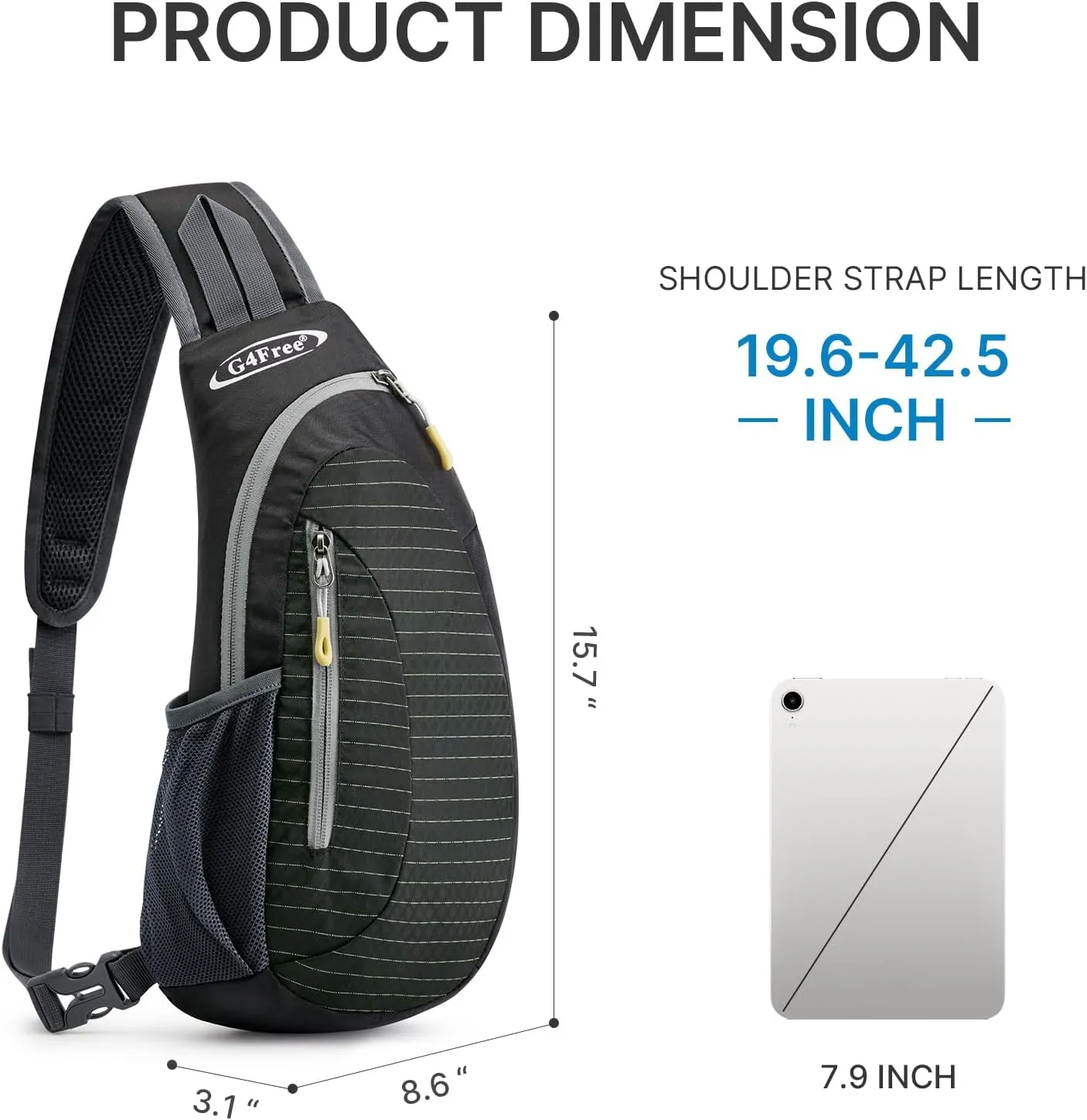 G4Free Sling Bags Men and Women Shoulder Backpack Small Crossbody Chest Sling Backpack (Black)