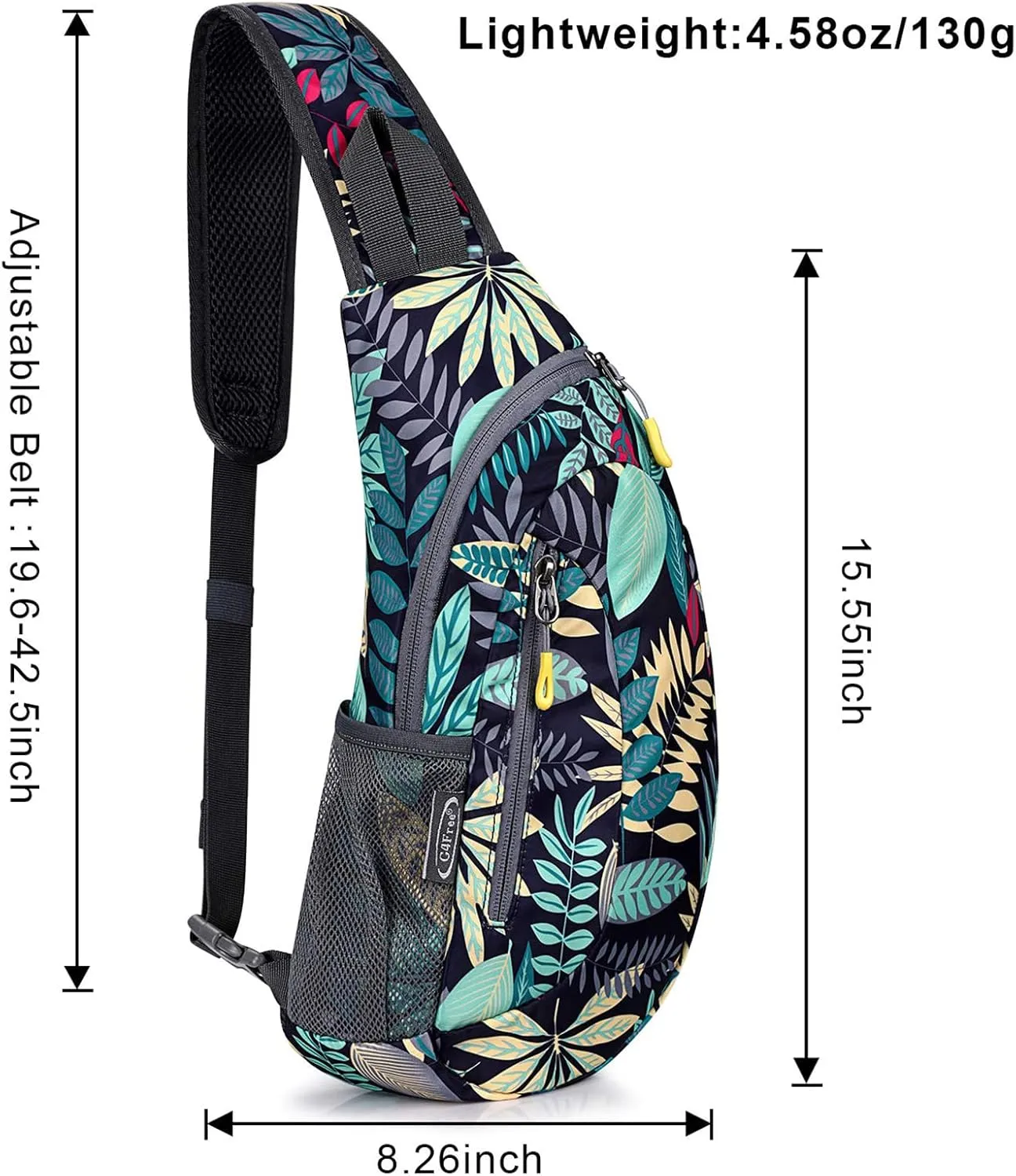 G4Free Sling Bags Men and Women Shoulder Backpack Small Crossbody Chest Sling Backpack (Blue Leaf)