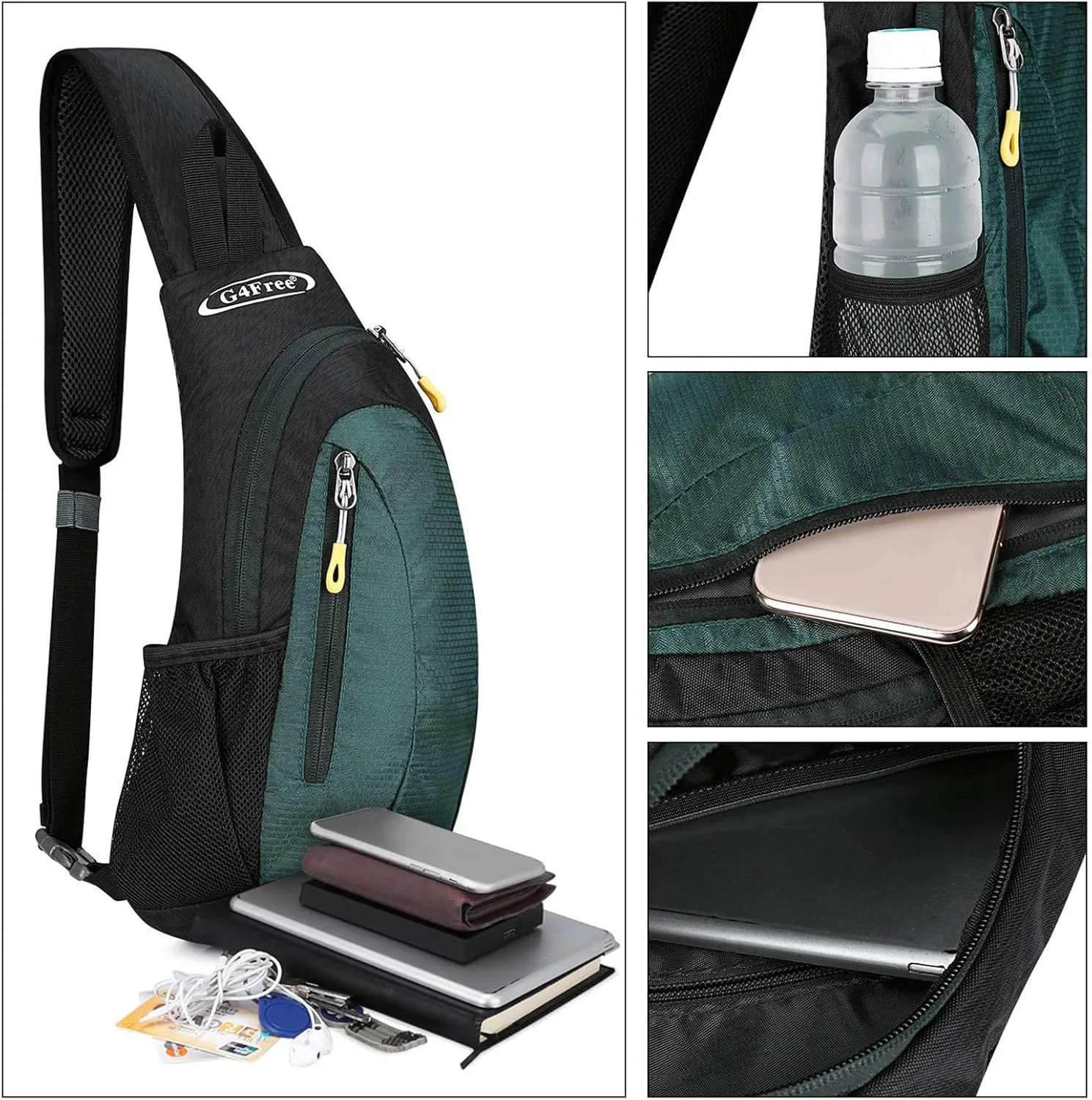 G4Free Sling Bags Men and Women Shoulder Backpack Small Crossbody Chest Sling Backpack (Dark Green)
