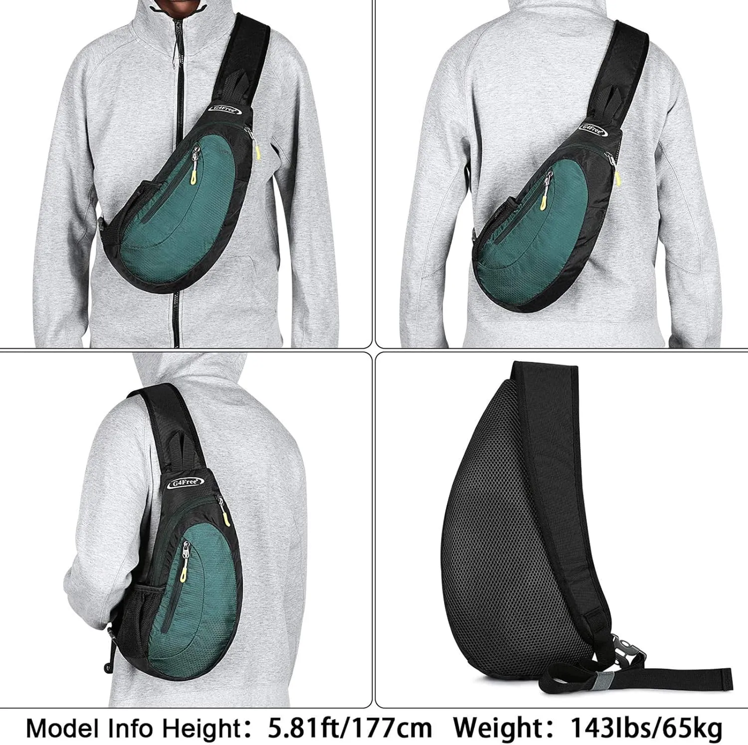 G4Free Sling Bags Men and Women Shoulder Backpack Small Crossbody Chest Sling Backpack (Dark Green)