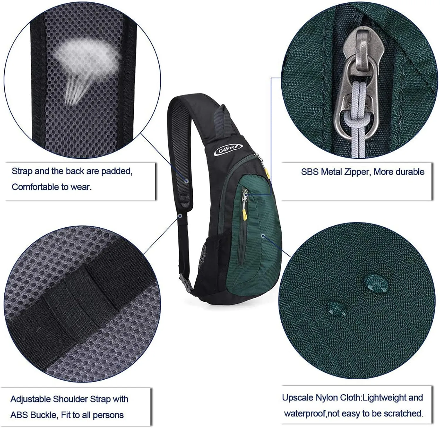 G4Free Sling Bags Men and Women Shoulder Backpack Small Crossbody Chest Sling Backpack (Dark Green)