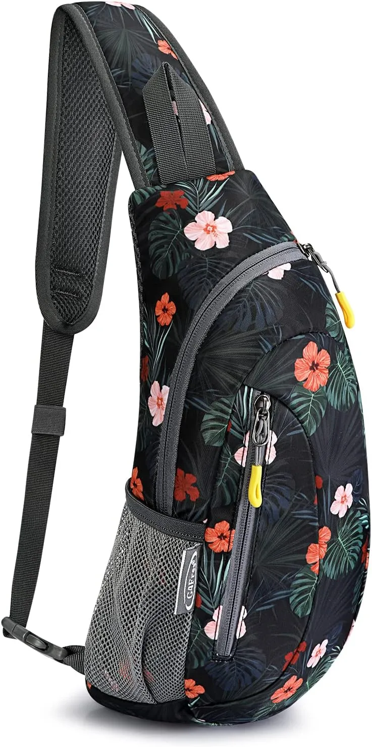 G4Free Sling Bags Men and Women Shoulder Backpack Small Crossbody Chest Sling Backpack (Flower Black)
