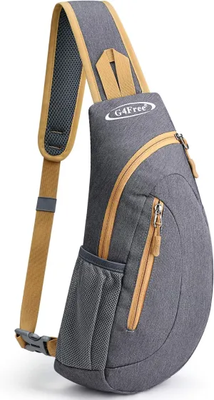 G4Free Sling Bags Men and Women Shoulder Backpack Small Crossbody Chest Sling Backpack (Grey Yellow)