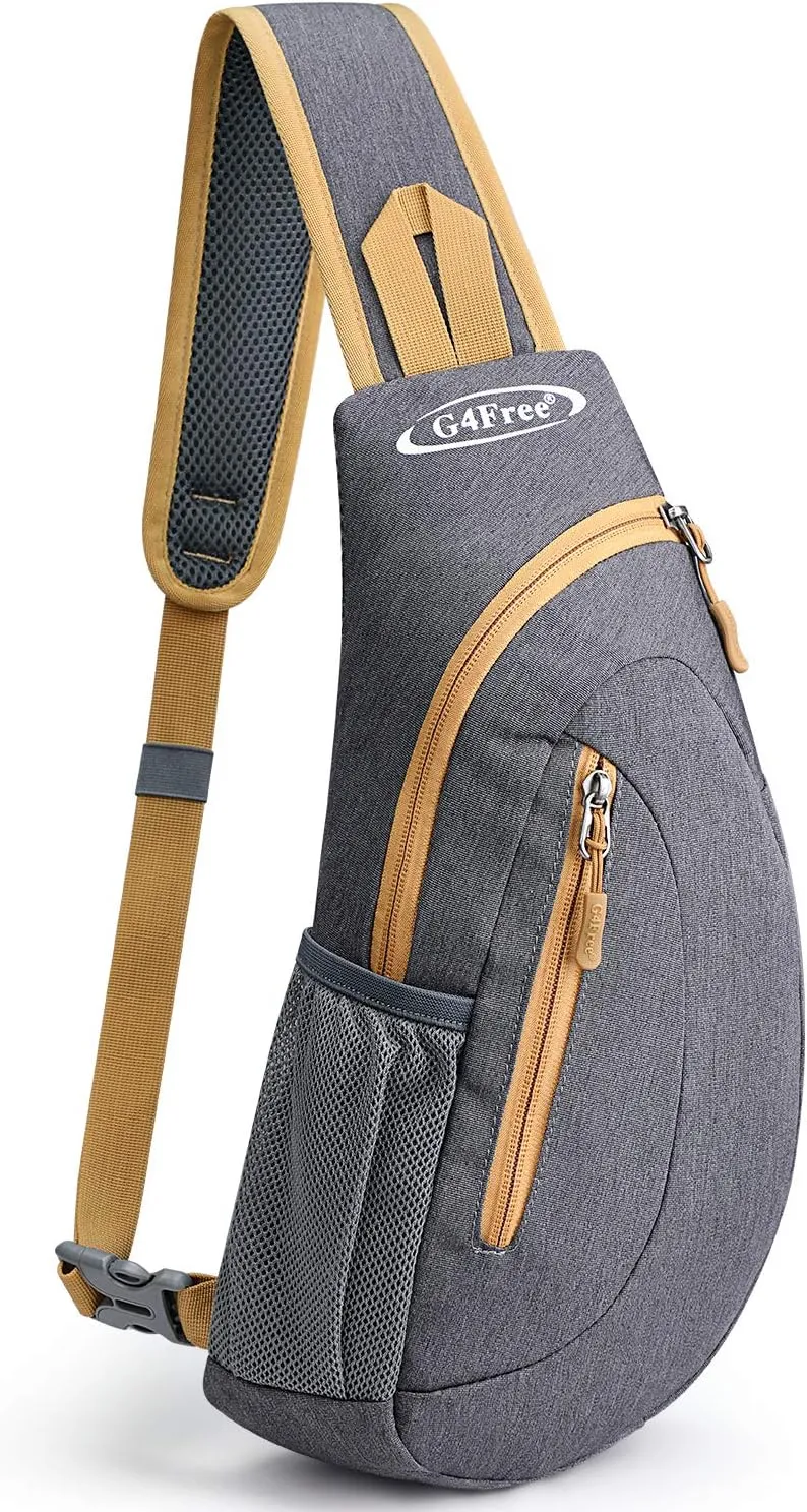 G4Free Sling Bags Men and Women Shoulder Backpack Small Crossbody Chest Sling Backpack (Grey Yellow)