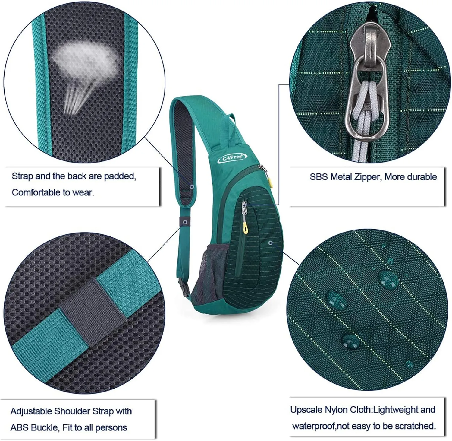 G4Free Sling Bags Men and Women Shoulder Backpack Small Crossbody Chest Sling Backpack (Mint Green)