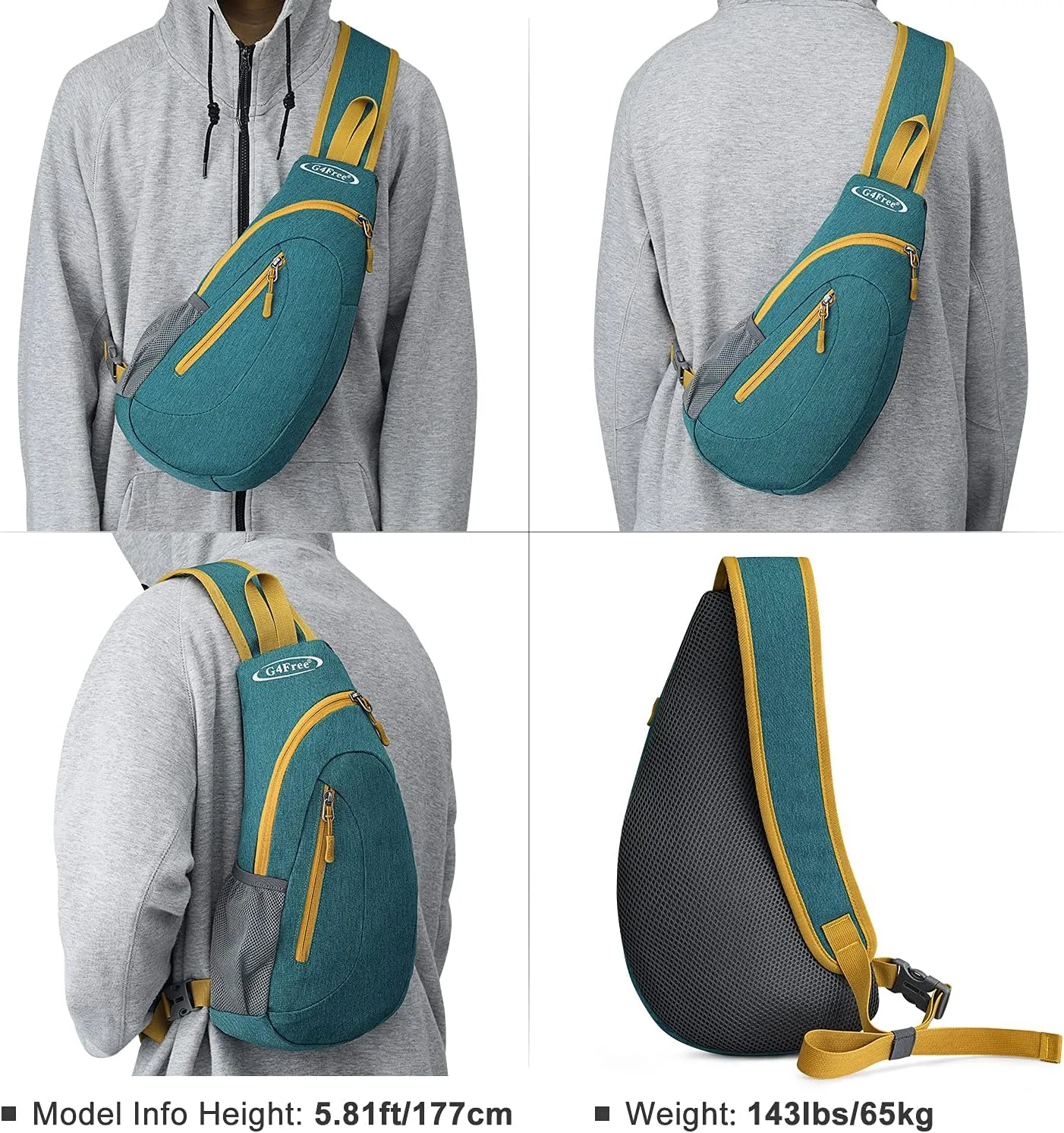 G4Free Sling Bags Men and Women Shoulder Backpack Small Crossbody Chest Sling Backpack (Teal Green)