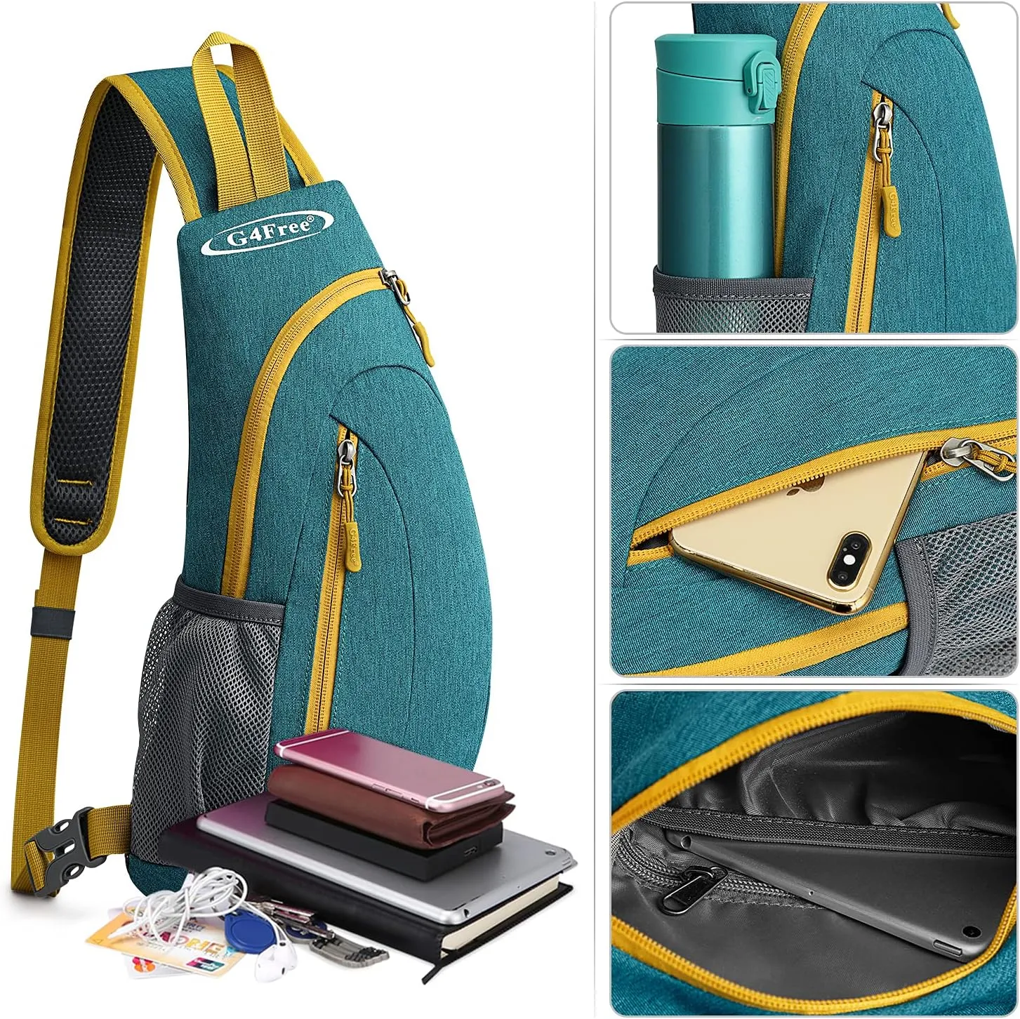 G4Free Sling Bags Men and Women Shoulder Backpack Small Crossbody Chest Sling Backpack (Teal Green)