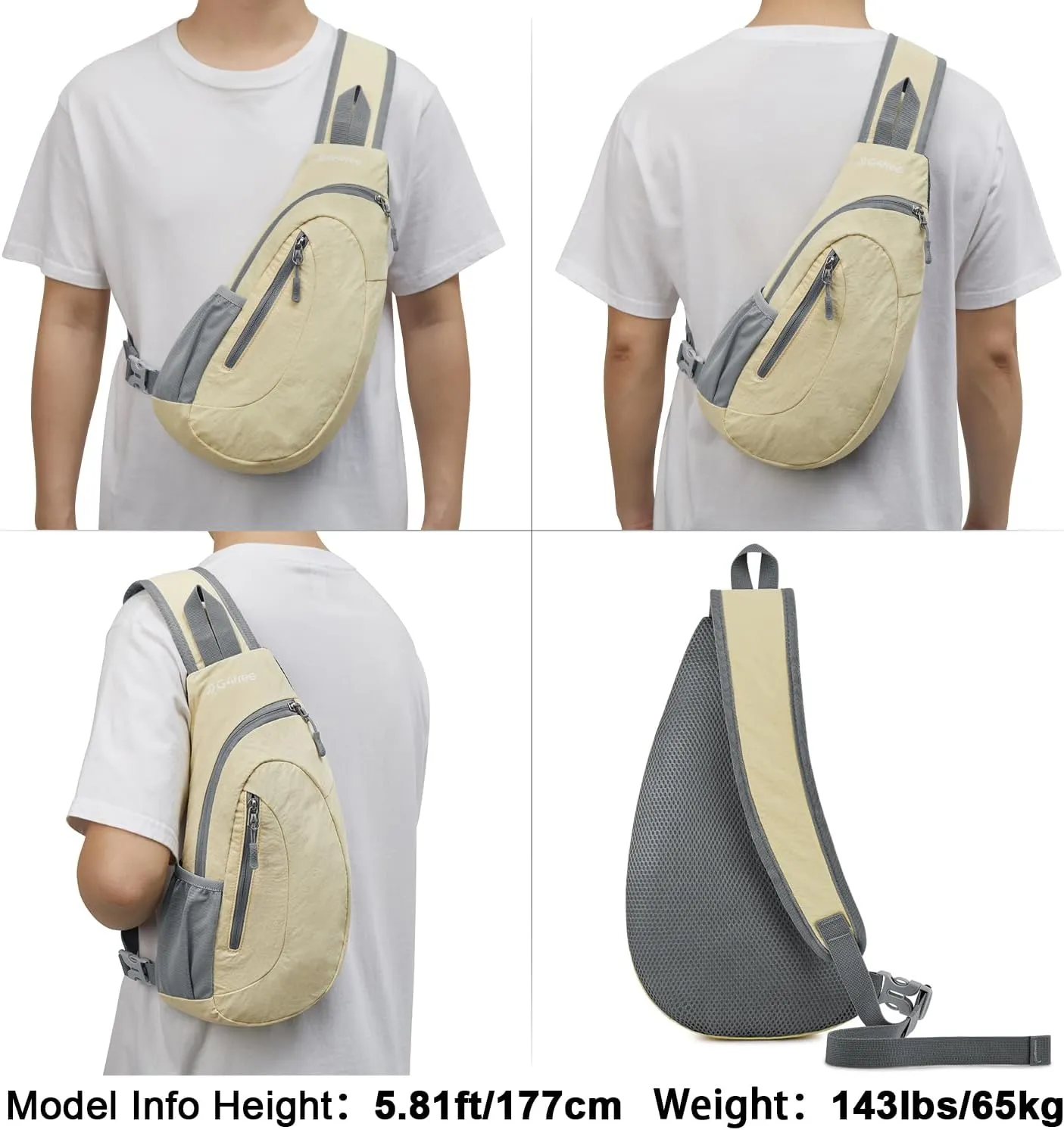 G4Free Sling Bags Men and Women Shoulder Backpack Small Crossbody Chest Sling Backpack (Yellow)