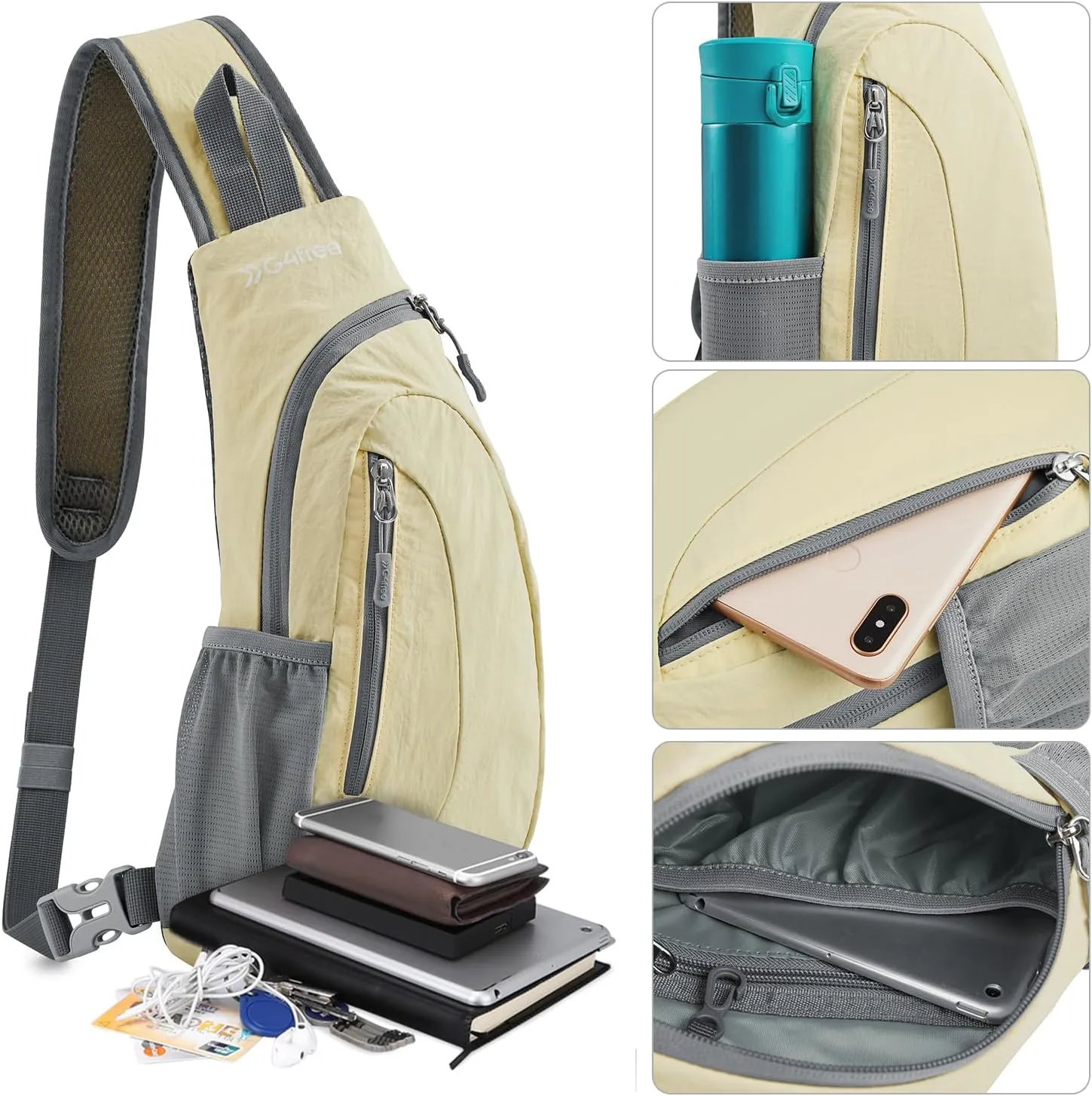 G4Free Sling Bags Men and Women Shoulder Backpack Small Crossbody Chest Sling Backpack (Yellow)