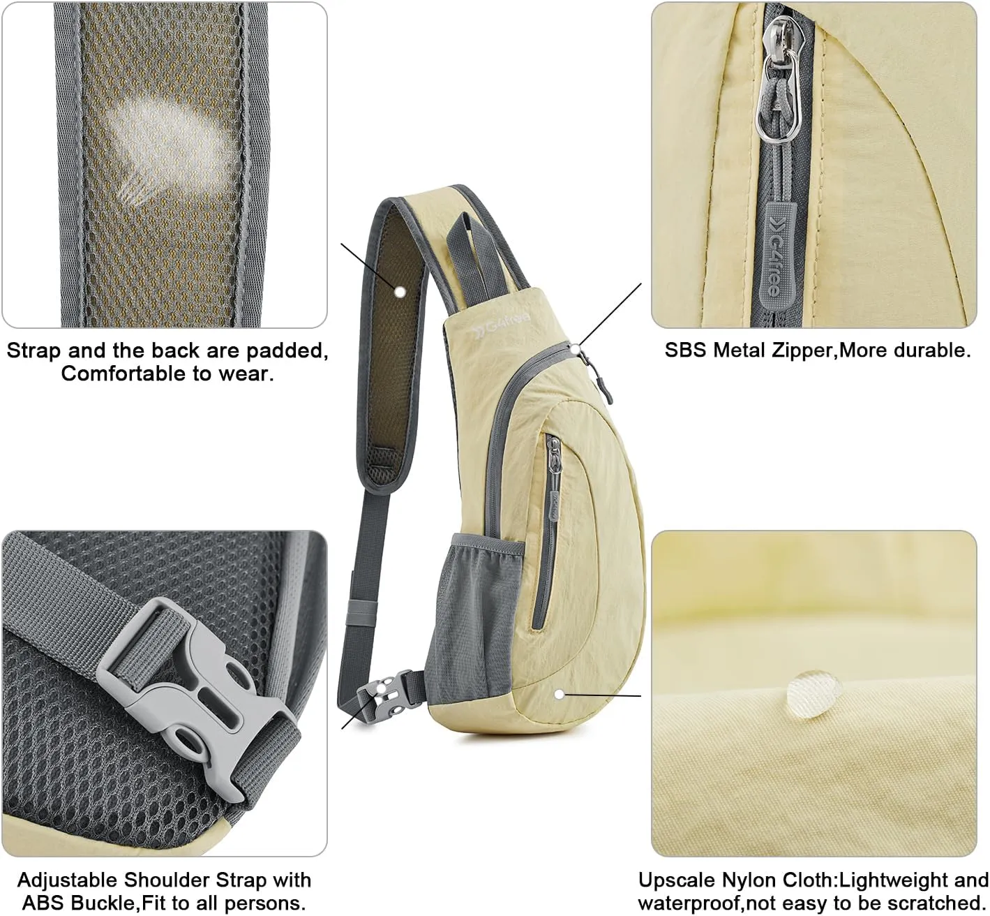 G4Free Sling Bags Men and Women Shoulder Backpack Small Crossbody Chest Sling Backpack (Yellow)