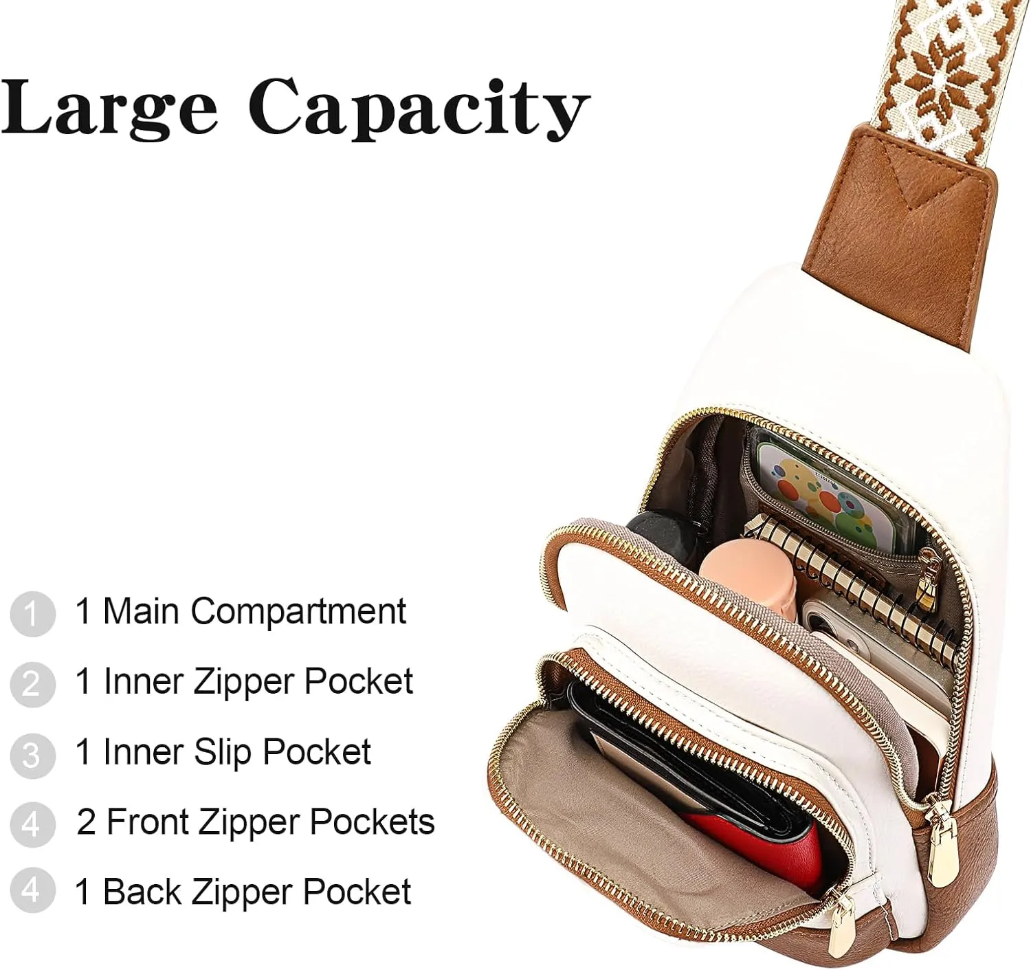 GAEKEAO Small Sling Bag Crossbody Bags for Women Anti Theft Trendy Chest Sling Purses Fanny Packs Vegan Leather Travel Belt