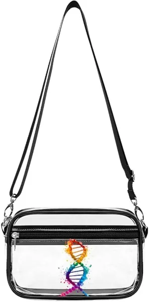 Gay DNA Science Clear Bag PVC Clear Crossbody Purse Bag Transparent Shoulder Handbag with Adjustable Strap