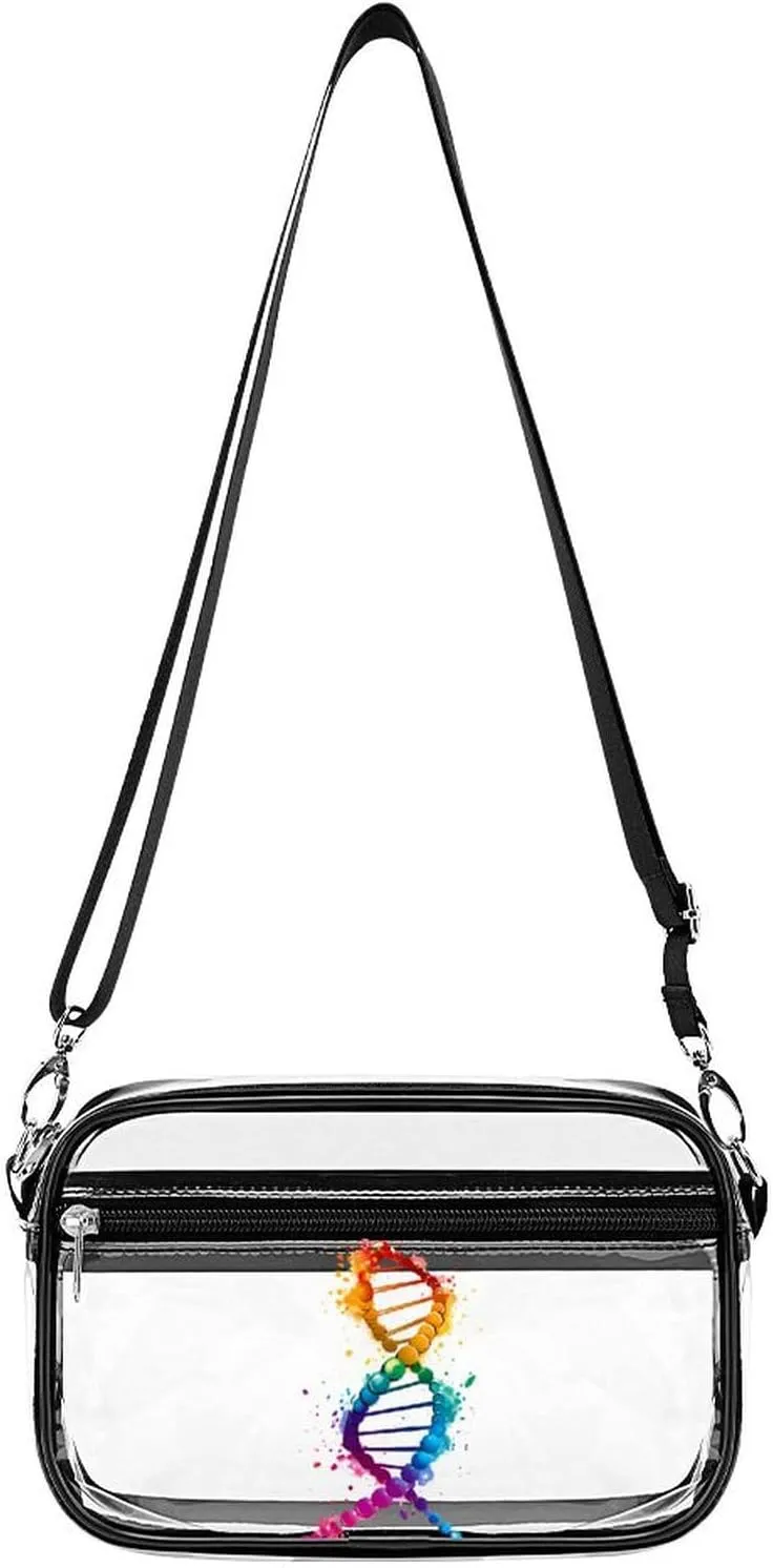 Gay DNA Science Clear Bag PVC Clear Crossbody Purse Bag Transparent Shoulder Handbag with Adjustable Strap